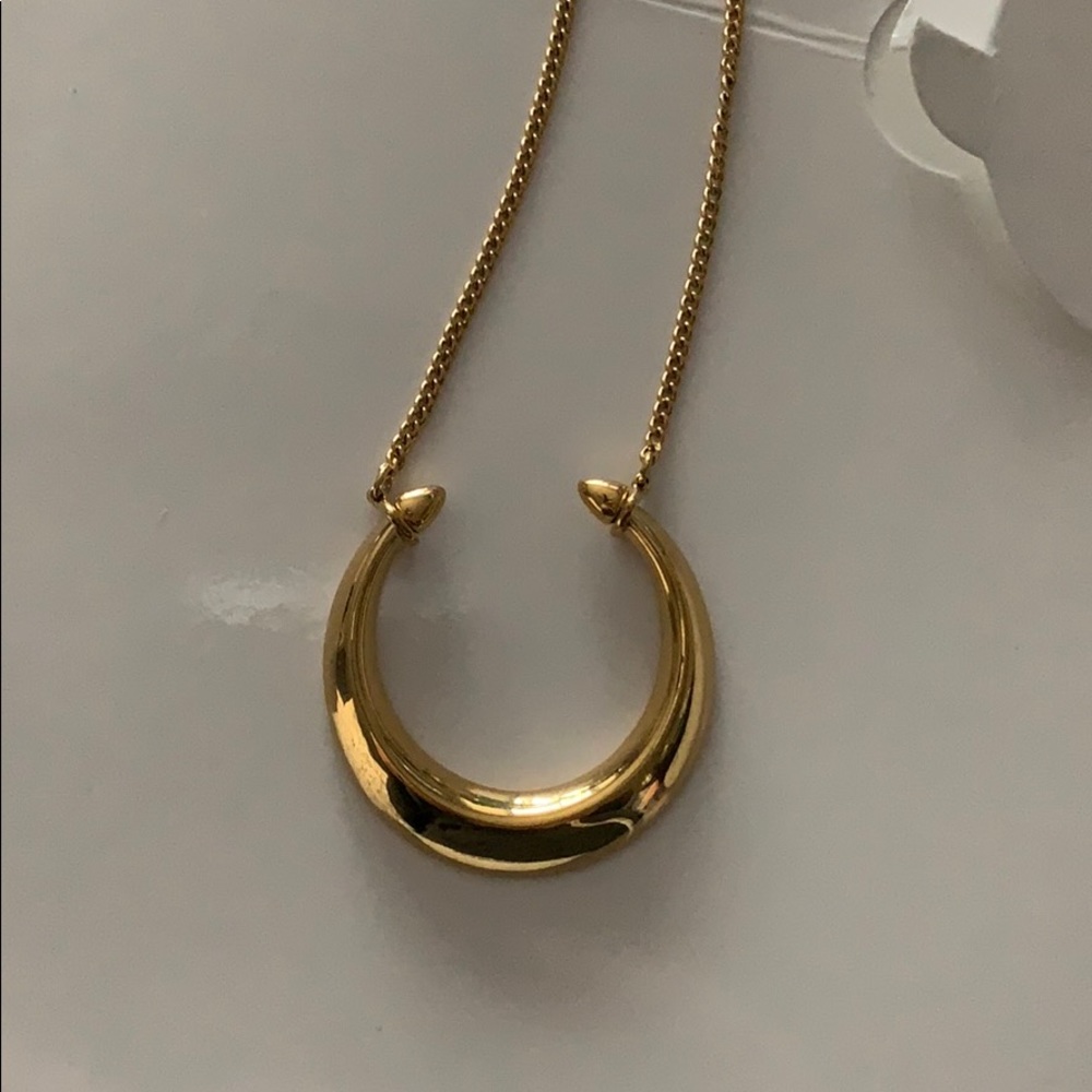 Double horn pendant necklace